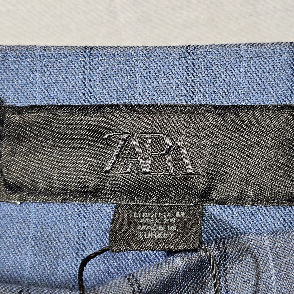 Zara Viral Skirt Overlay Pinstripe Pants Womens M Medium Gray Blue Wide Leg New - Picture 6 of 10
